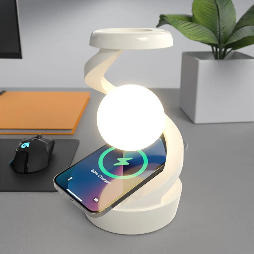 Rotating Floating Lamp with 15W Wireless Charger